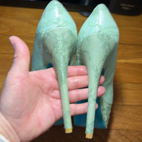 2/$20 Qupid Platform Mint Green Lace Heels - Picture 12 of 12